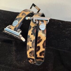 Simeon D Wrapped Leather Silver Apple iWatch Band 38-44 small/medium